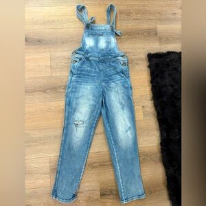 Anthropologie Pilco and the letterpress distressed denim jean overalls size 29